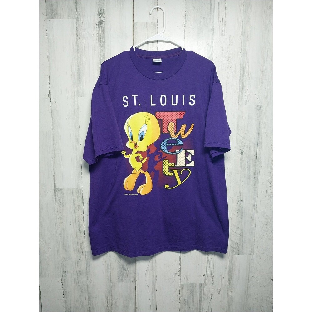 vtg 90s TWEETY BIRD ST LOUIS MISSOURI LOONEY TUNES CARTOON SOUVENIR t-shirt XL